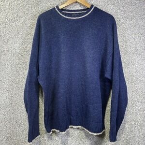 Galyan's Sweater Mens 2XL Blue Shetland Wool Crewneck Knit Pullover Hong Kong
